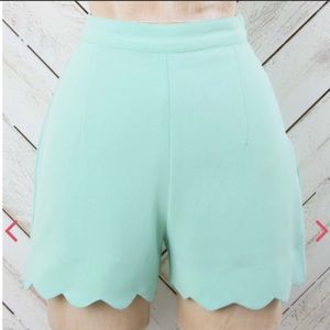 Teal scalloped high waisted shorts